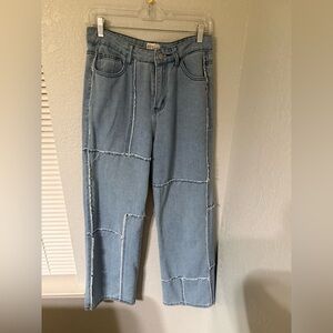 Women's Light Blue Patchwork Jeans